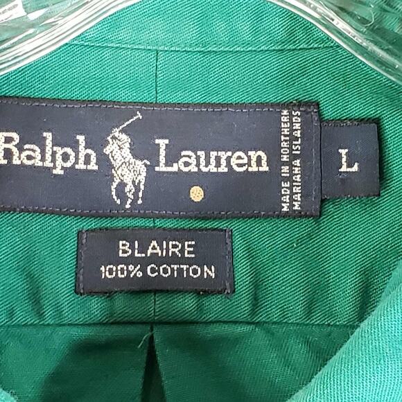 Polo Ralph Lauren Shirt Oxford Mens L Blaire Long Sleeve Solid Green Button Down - Picture 4 of 10
